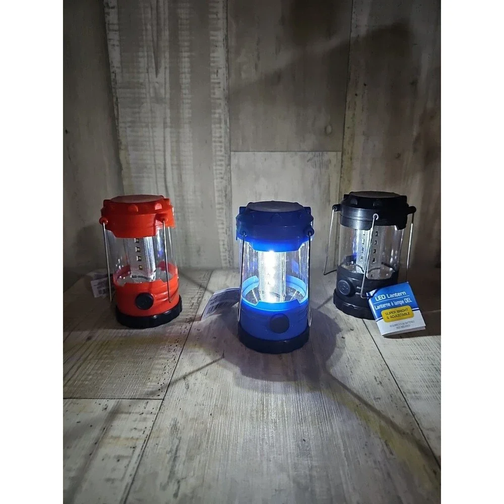 Lot of 3 Camping - Utility LED Lanterns AA Battery Powered, Red Blue Black New